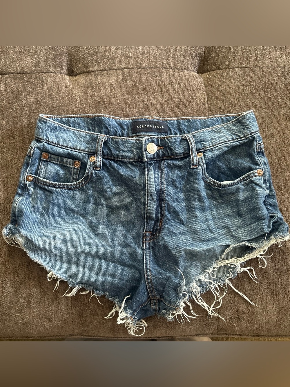 Aeropostale Blue Frayed Hem Denim Cutoff Shorts